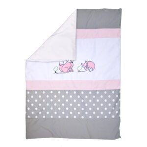 Boobeyeh baby bedding set - 7-piece Canadian cotton with polka dot and fox design in pink