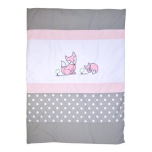 Boobeyeh baby bedding set - 7-piece Canadian cotton with polka dot and fox design in pink