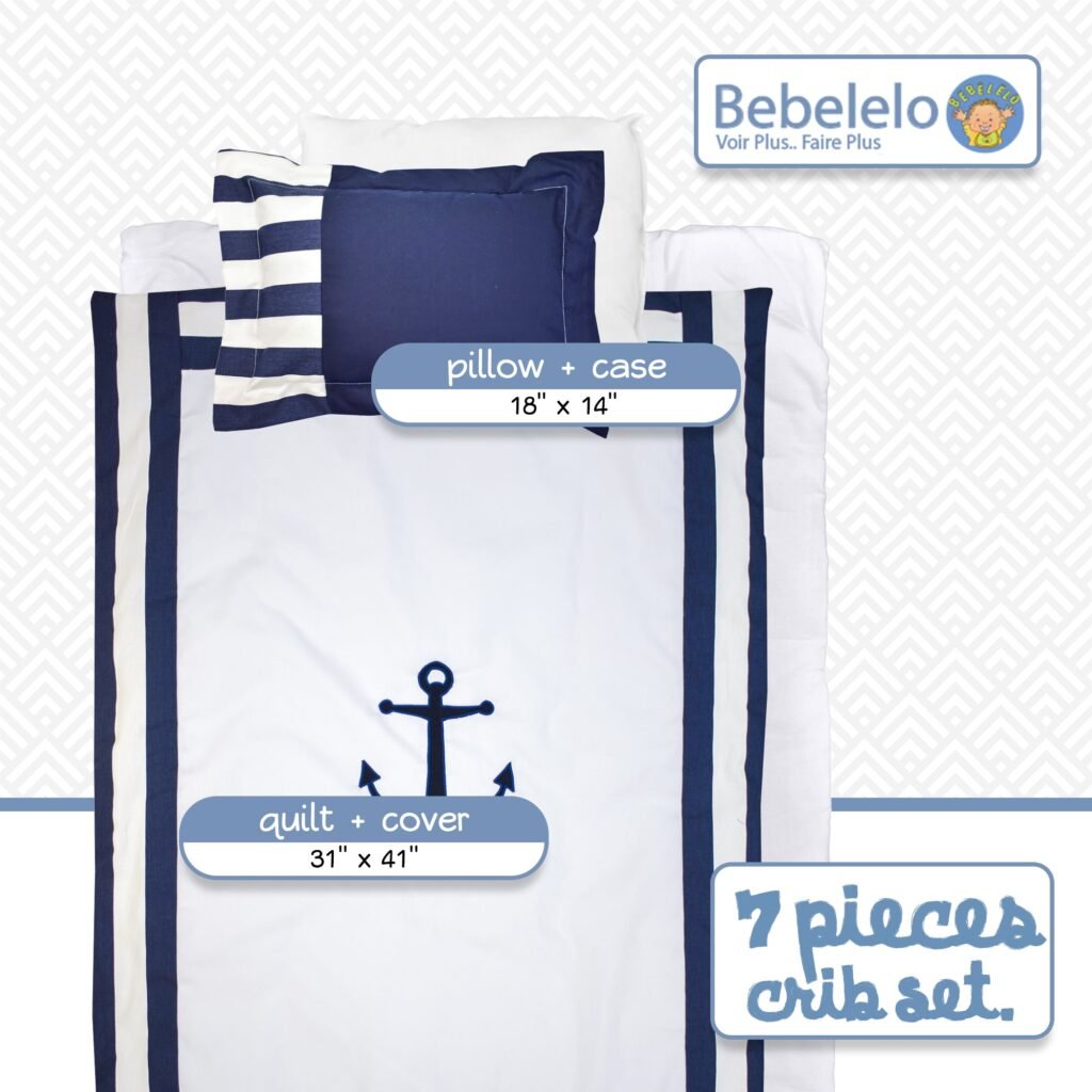 Arrow white and blue baby boy bedding set - cozy nursery essentials