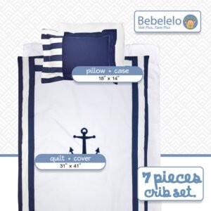 Arrow white and blue baby boy bedding set - cozy nursery essentials