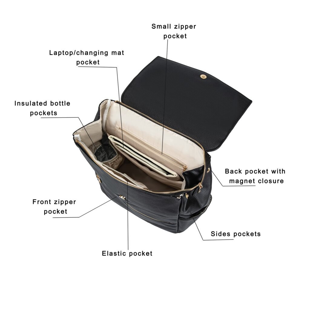 Luxtot elite stylish diaper bag black for babies