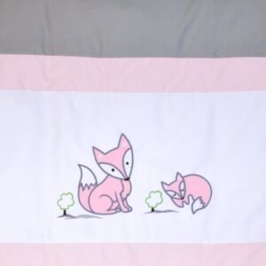 Boobeyeh baby bedding set - 7-piece Canadian cotton with polka dot and fox design in pink