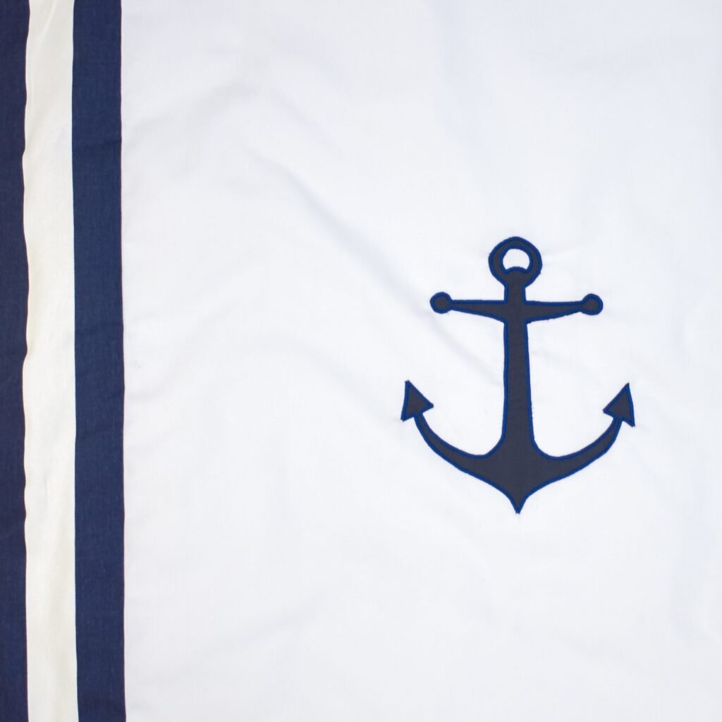 Arrow white and blue baby boy bedding set - cozy nursery essentials