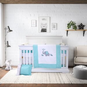 Boobeyeh 7-piece elephant polka dot baby bedding set - cozy nursery essentials