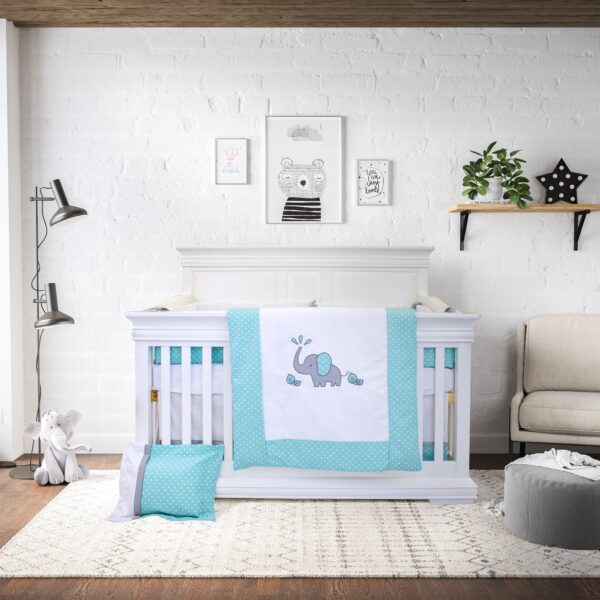 Boobeyeh 7-piece elephant polka dot baby bedding set - cozy nursery essentials - Image 15
