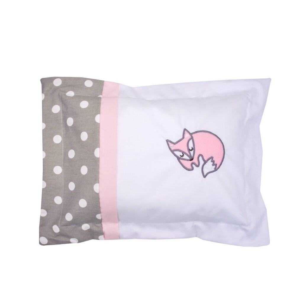 Boobeyeh baby bedding set - 7-piece Canadian cotton with polka dot and fox design in pink