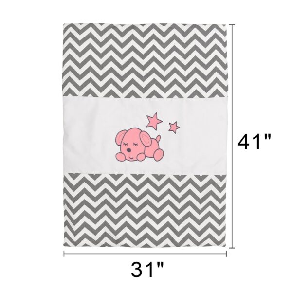 Boobeyeh baby bedding set for girls - zigzag pattern with baby dog embroidery - Image 14