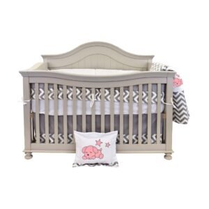 Boobeyeh baby bedding set for girls - zigzag pattern with baby dog embroidery