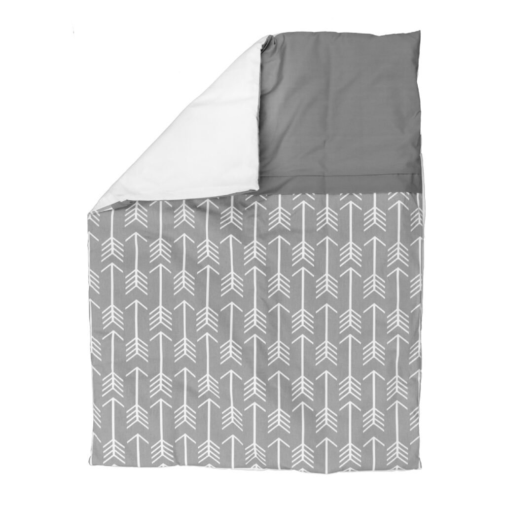Boobeyeh 7-piece unisex arrow baby bedding set in gray