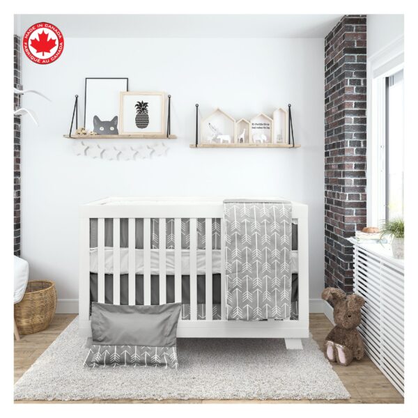 Boobeyeh 7-piece unisex arrow baby bedding set in gray - Image 14
