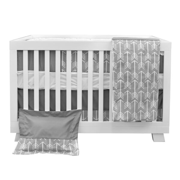 Boobeyeh 7-piece unisex arrow baby bedding set in gray