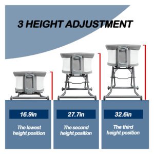 Borncerella 2-in-1 bassinet for newborns – adjustable - portable - gray