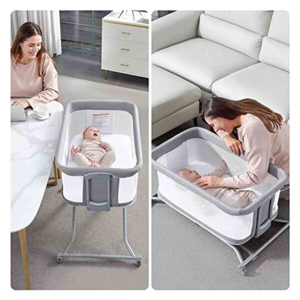 Borncerella 2-in-1 bassinet for newborns – adjustable - portable - gray - Image 7