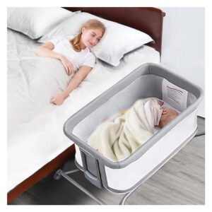 Borncerella 2-in-1 bassinet for newborns – adjustable - portable - gray
