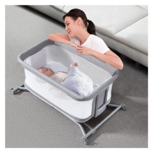 Borncerella 2-in-1 bassinet for newborns – adjustable - portable - gray