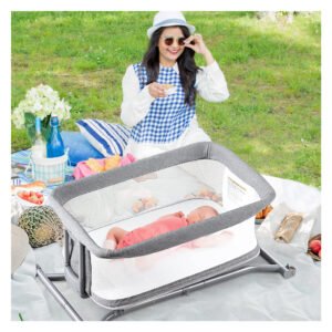 Borncerella 2-in-1 bassinet for newborns – adjustable - portable - gray