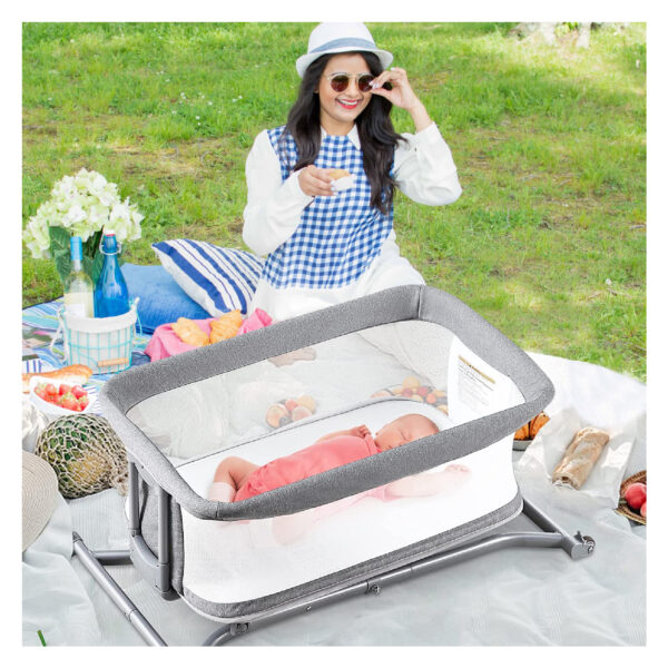 Borncerella 2-in-1 bassinet for newborns – adjustable - portable - gray - Image 2