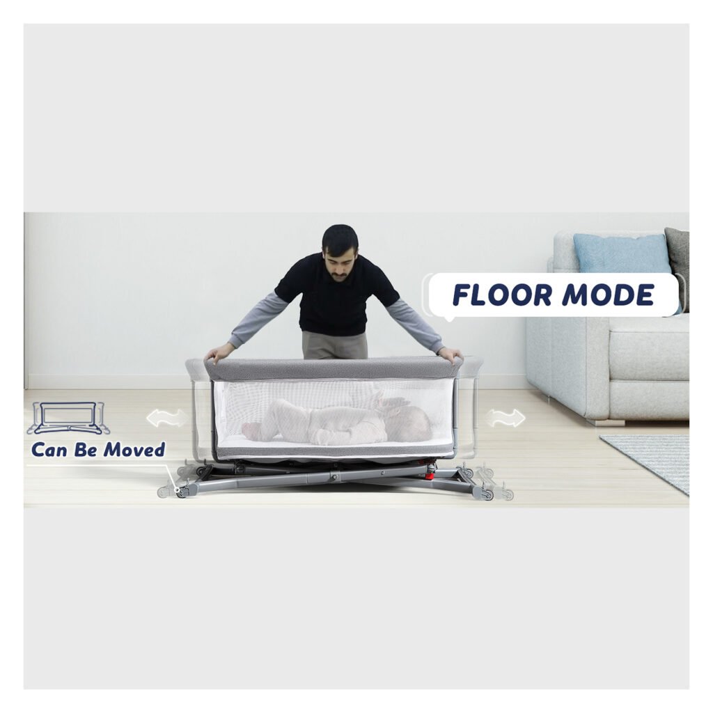 Borncerella 2-in-1 bassinet for newborns – adjustable - portable - gray