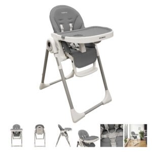 Foldable high baby dining chair - Tronassimo H2 for kids - dark grey