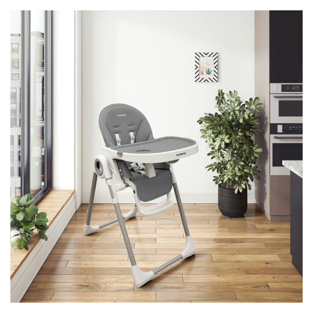 Foldable high baby dining chair - Tronassimo H2 for kids - dark grey