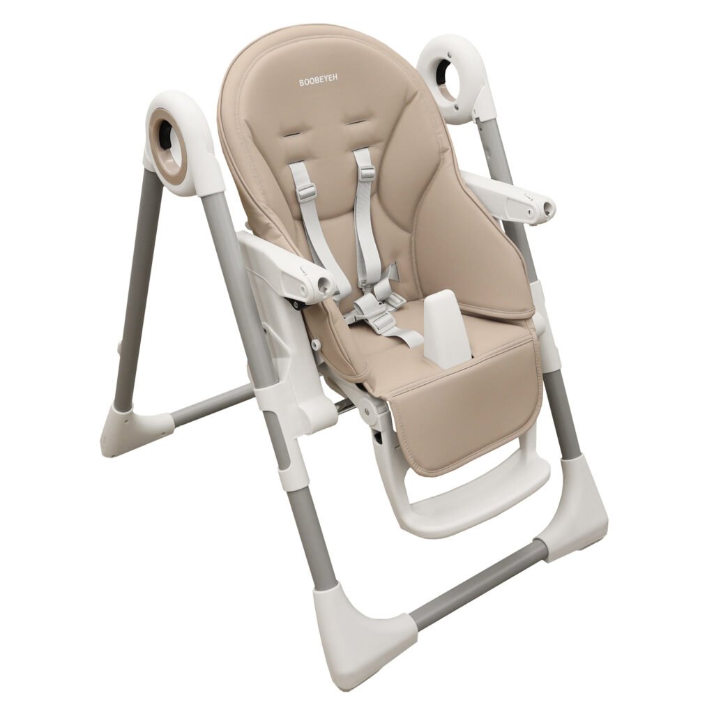Boobeyeh, tronassimo model h2 foldable high baby dining chair for kids, light grey