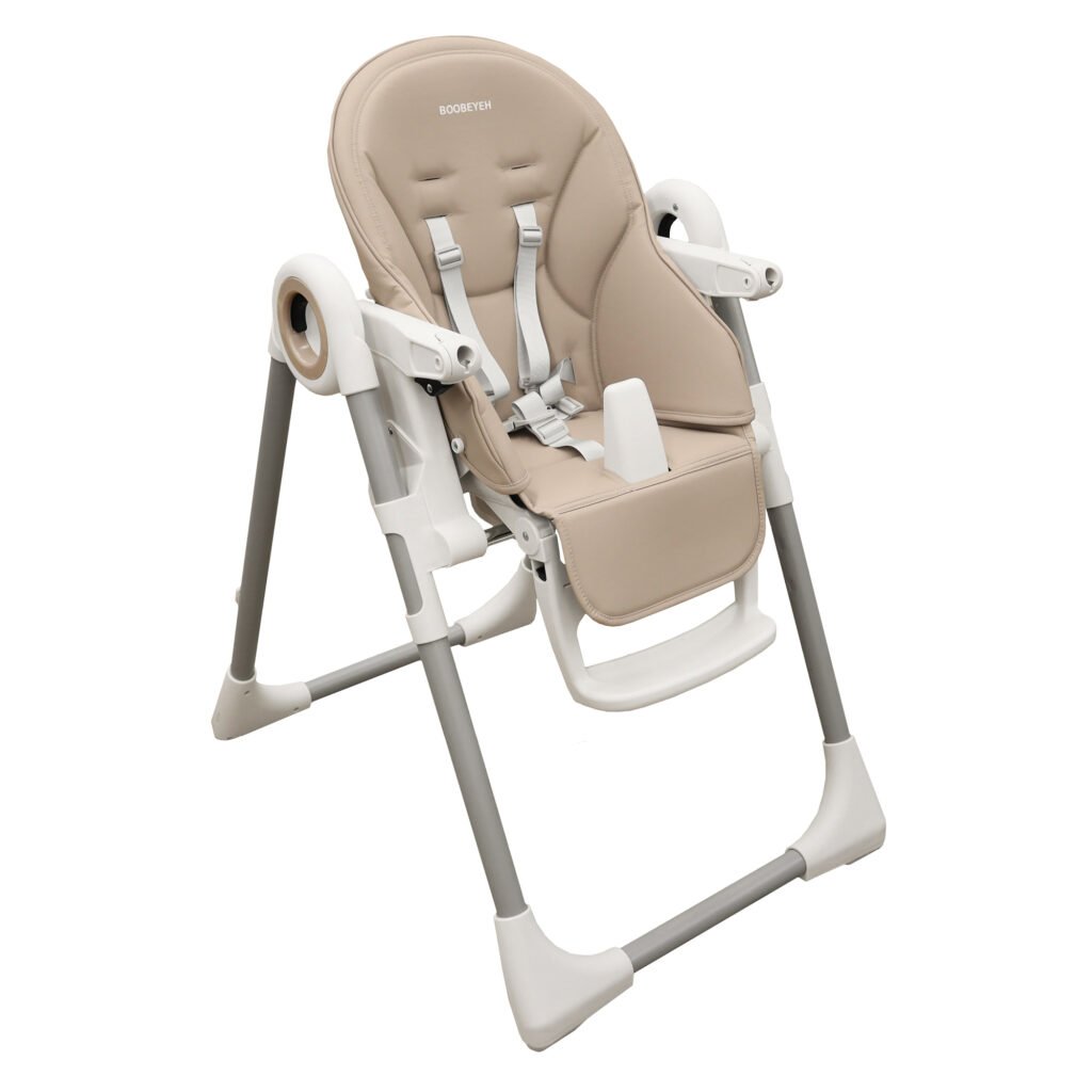 Boobeyeh, tronassimo model h2 foldable high baby dining chair for kids, light grey