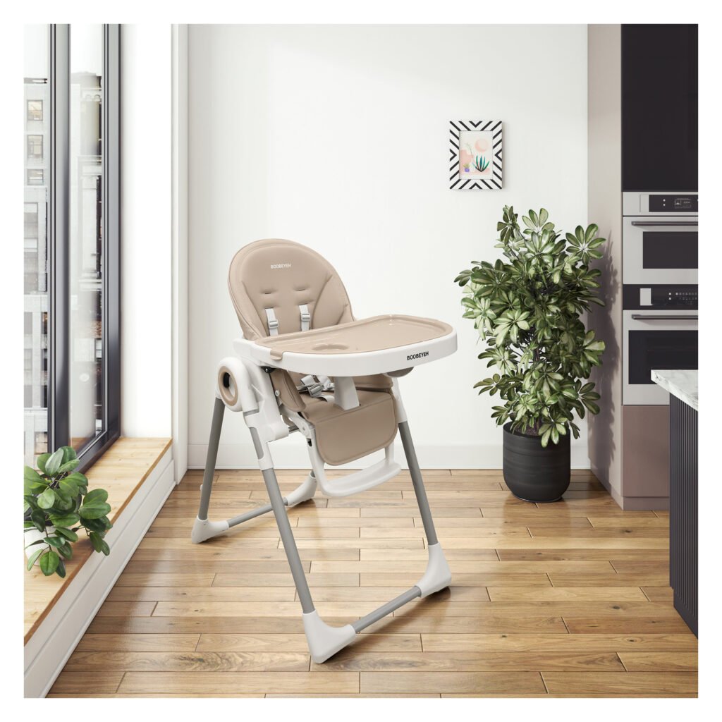 Boobeyeh, tronassimo model h2 foldable high baby dining chair for kids, light grey