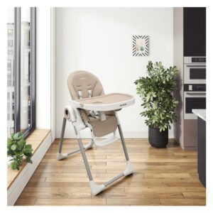 Boobeyeh, tronassimo model h2 foldable high baby dining chair for kids, light grey