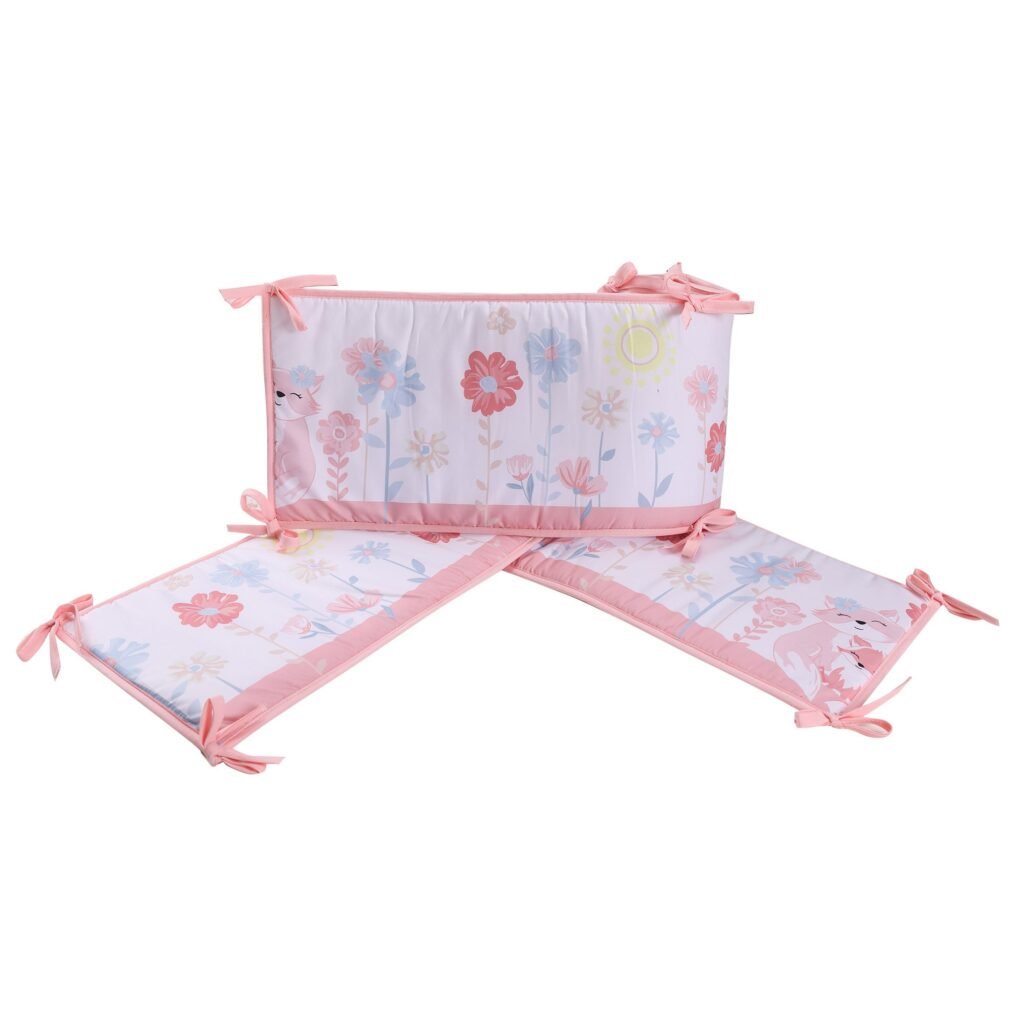 Fox-themed crib bedding set, floral design boobeyeh