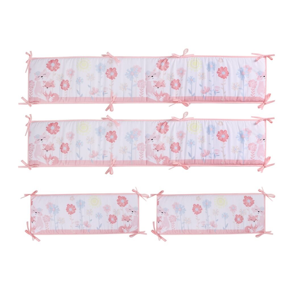 Fox-themed crib bedding set, floral design boobeyeh