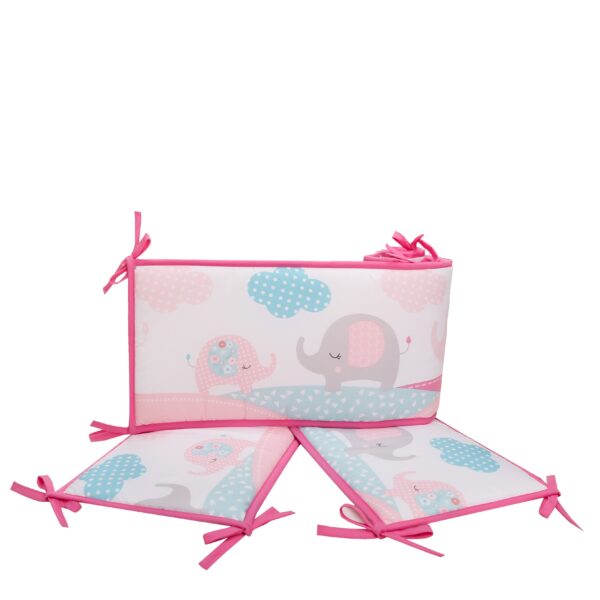 Boobeyeh 5-piece pink, elephant crib bedding set - Image 4