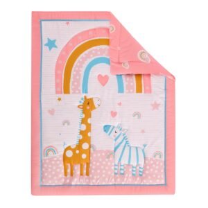 5-piece crib bedding set with giraffe theme, pink sheet for new born.