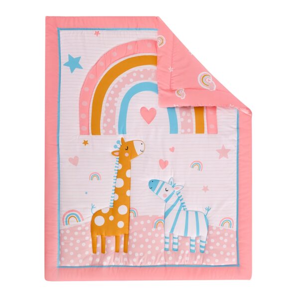 5-piece crib bedding set with giraffe theme, pink sheet for new born. - Image 4