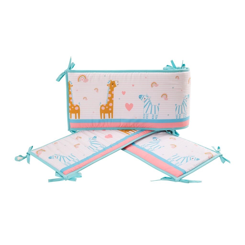 5-piece crib bedding set with giraffe theme, pink sheet for new born.