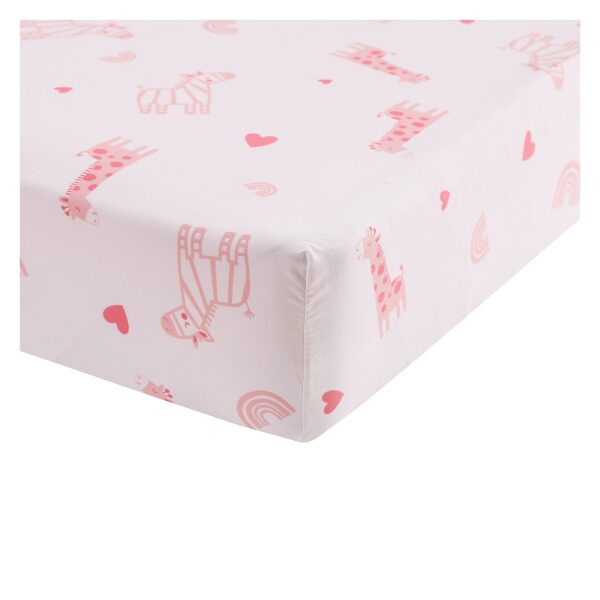 5-piece crib bedding set with giraffe theme, pink sheet for new born. - Image 6