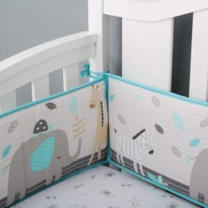 Boobeyeh 5-piece crib bedding set, elephant & giraffe theme.