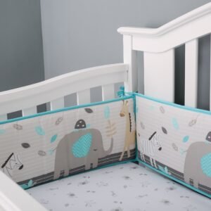 Boobeyeh 5-piece crib bedding set, elephant & giraffe theme.