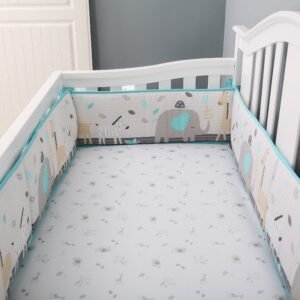 Boobeyeh 5-piece crib bedding set, elephant & giraffe theme.
