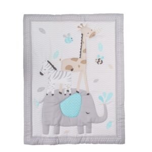 Boobeyeh 5-piece crib bedding set, elephant & giraffe theme.