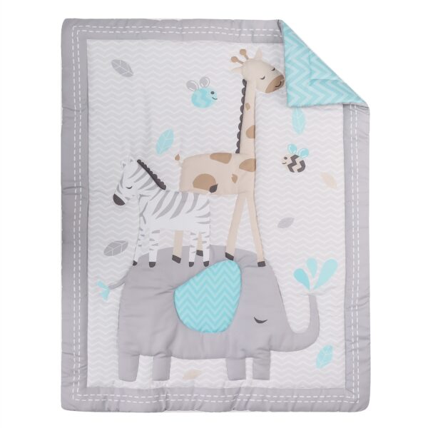 Boobeyeh 5-piece crib bedding set, elephant & giraffe theme. - Image 6
