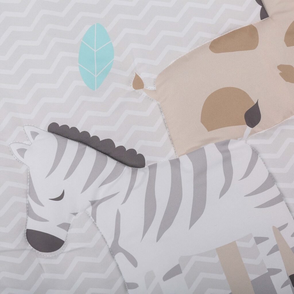 Boobeyeh 5-piece crib bedding set, elephant & giraffe theme.