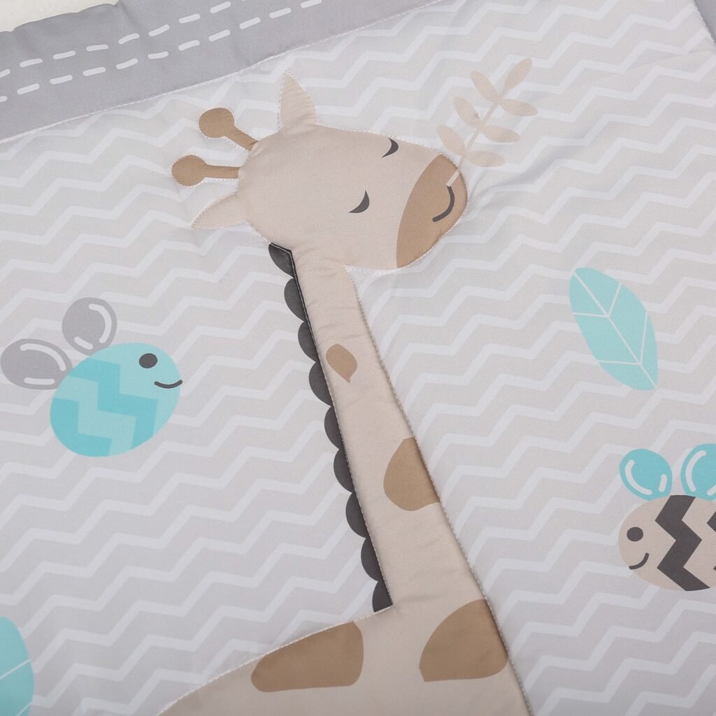 Boobeyeh 5-piece crib bedding set, elephant & giraffe theme.
