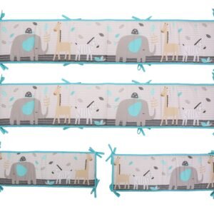 Boobeyeh 5-piece crib bedding set, elephant & giraffe theme.