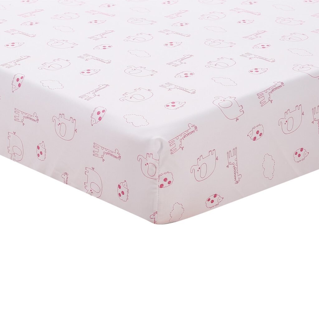 Boobeyeh 5-piece crib bedding set, elephant & giraffe theme.