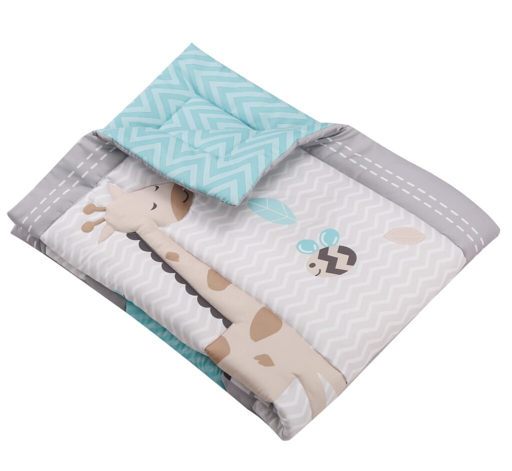 Boobeyeh 5-piece crib bedding set, elephant & giraffe theme.