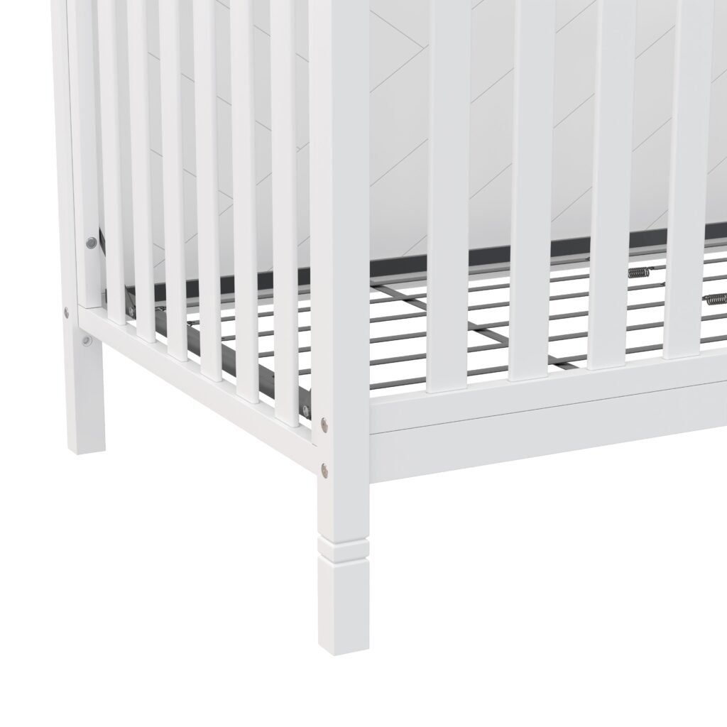 Bebelelo_ModernaCrib_White_Close_Up Moderna convertible crib, white