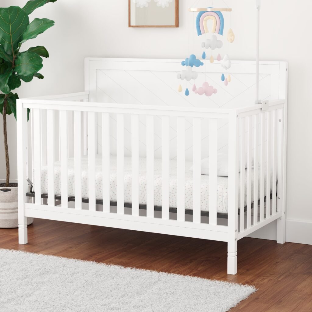 Bebelelo_ModernaCrib_White_CribL45RS Moderna convertible crib, white