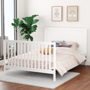 Bebelelo_ModernaCrib_White_L45BedRS Moderna convertible crib, white