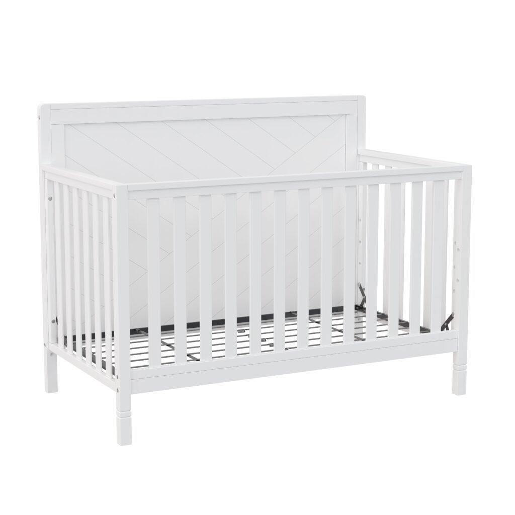 Bebelelo_ModernaCrib_White_L45Level1 Moderna convertible crib, white