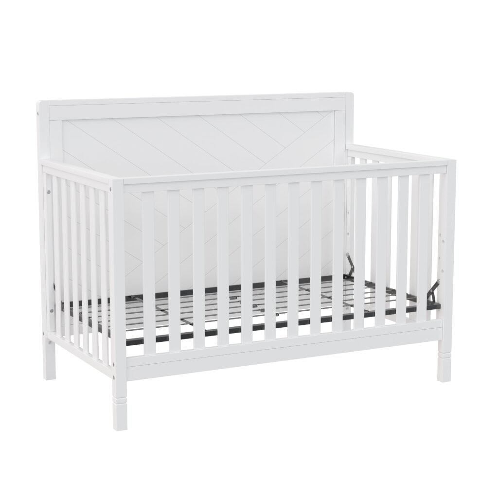 Bebelelo_ModernaCrib_White_L45Level2 Moderna convertible crib, white